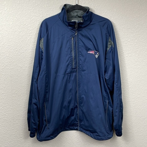 Antigua New England Patriots NFL Full Zip Jacket Windbreaker Navy Blue Sz XXL - Picture 1 of 11